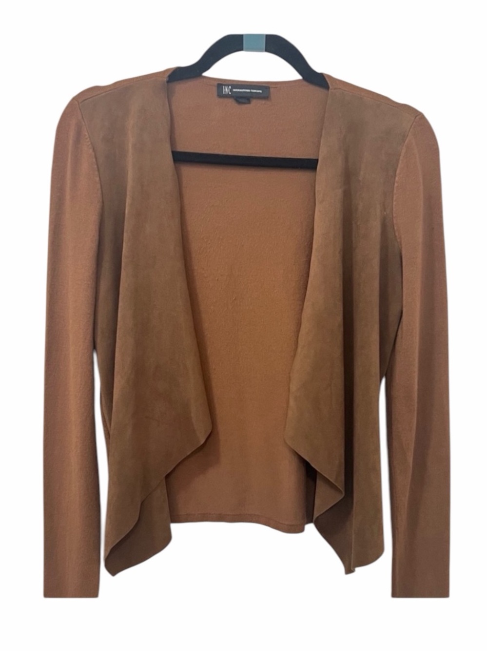 INC International Concepts Faux Moleskin Cardigan Cowgirl Brown Suede PM - Picture 6 of 6